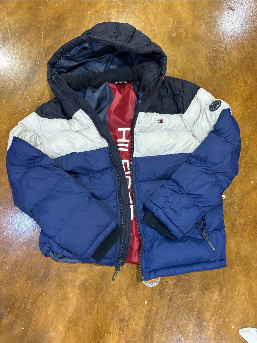 Tommy Hilfiger Navy, Red, and White Colorblock Jacket